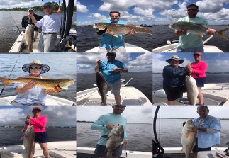 Captain and Three Kids Catching Fish